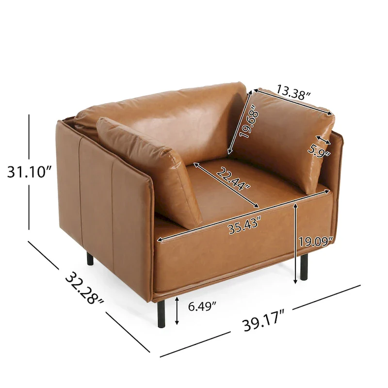 Brown 39.17  Accent Chair with Metal Legs