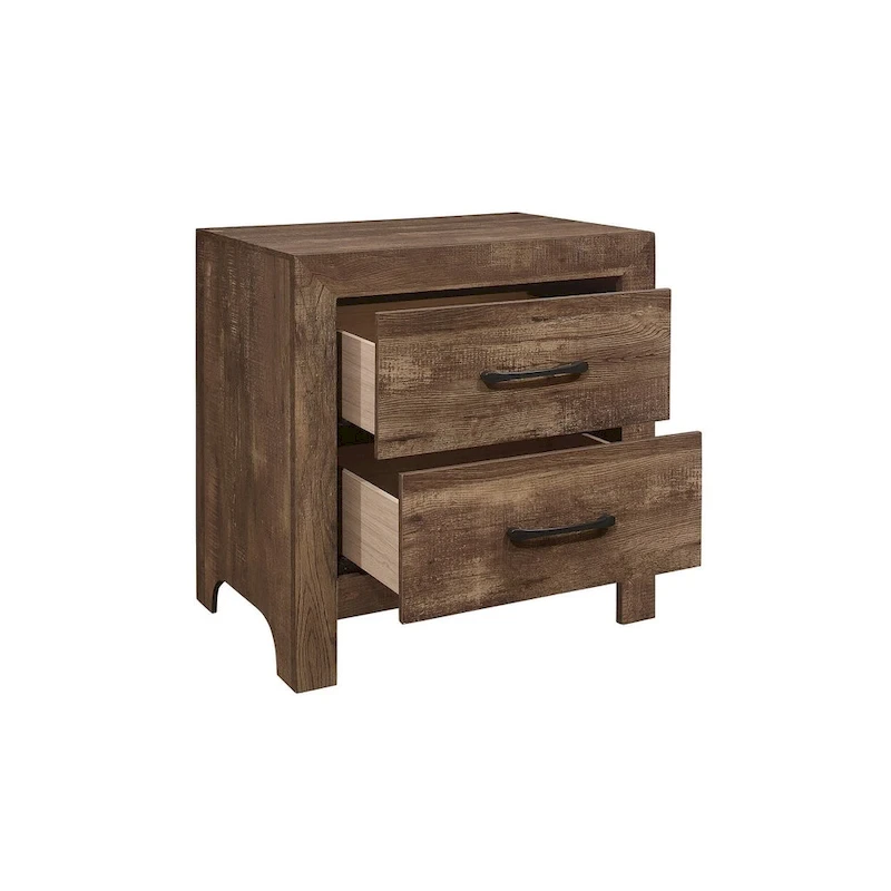 Tabina 3 Piece Rustic Brown Modern Panel Bedroom Set