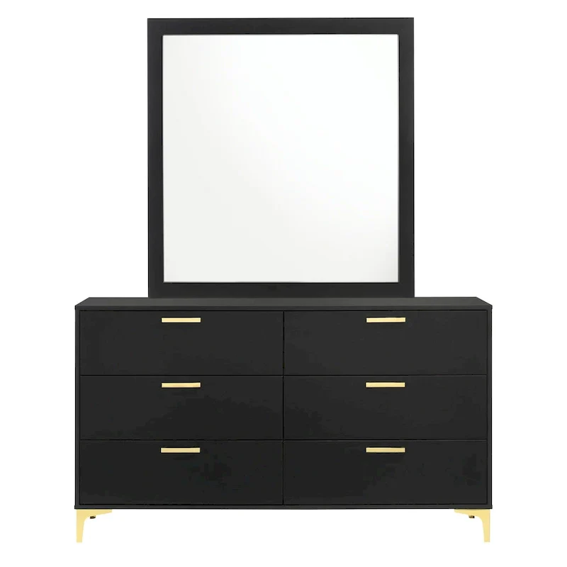 Lexie Black and Gold 4-piece Tufted Panel Bedroom Set