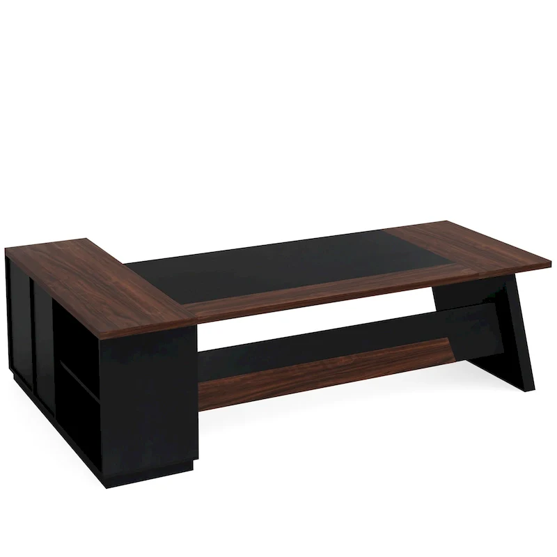 78.7-inch L Shaped Executive Desk with Drawers and Lateral File Cabinet