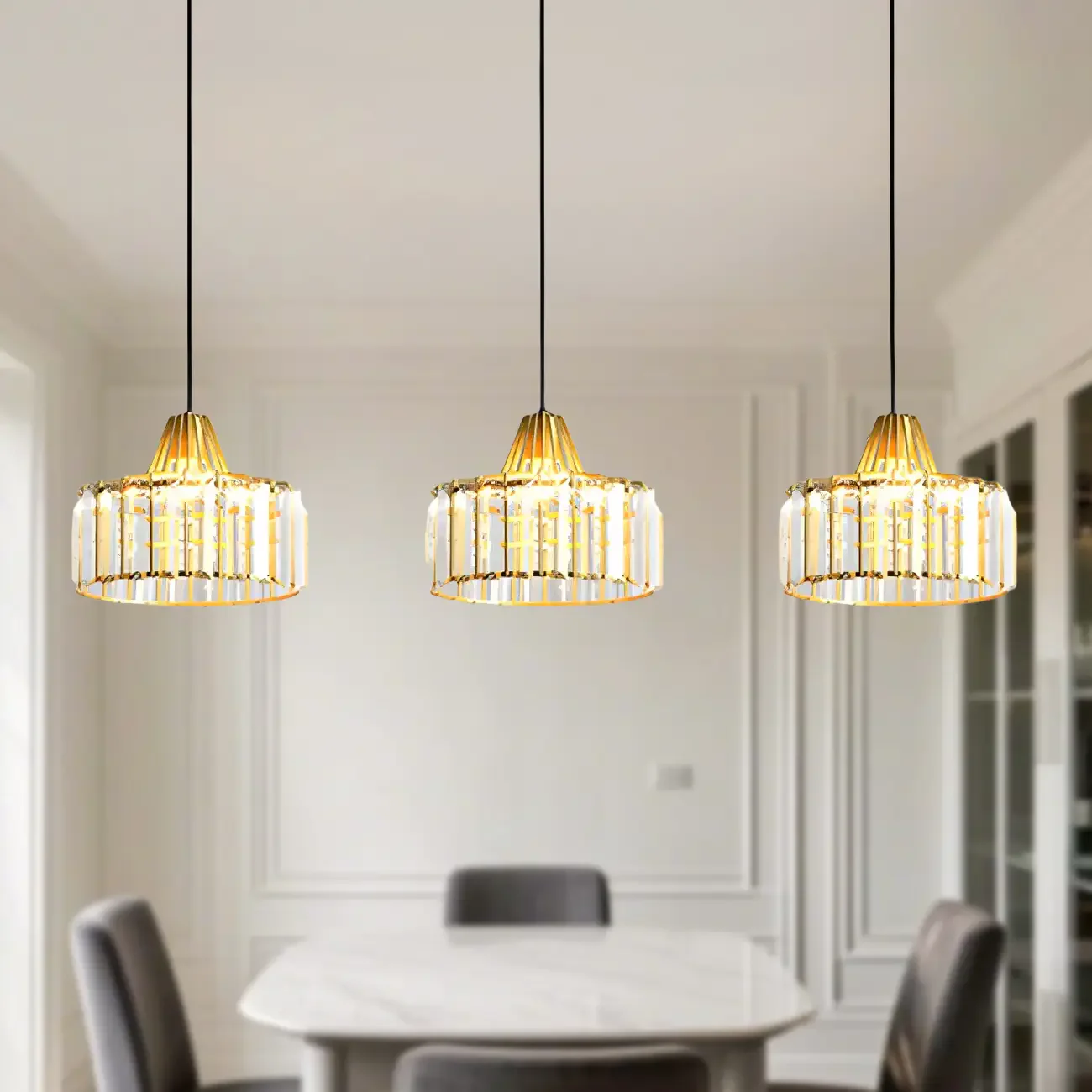 Contemporary Crystal Island Pendant Light for Kitchen