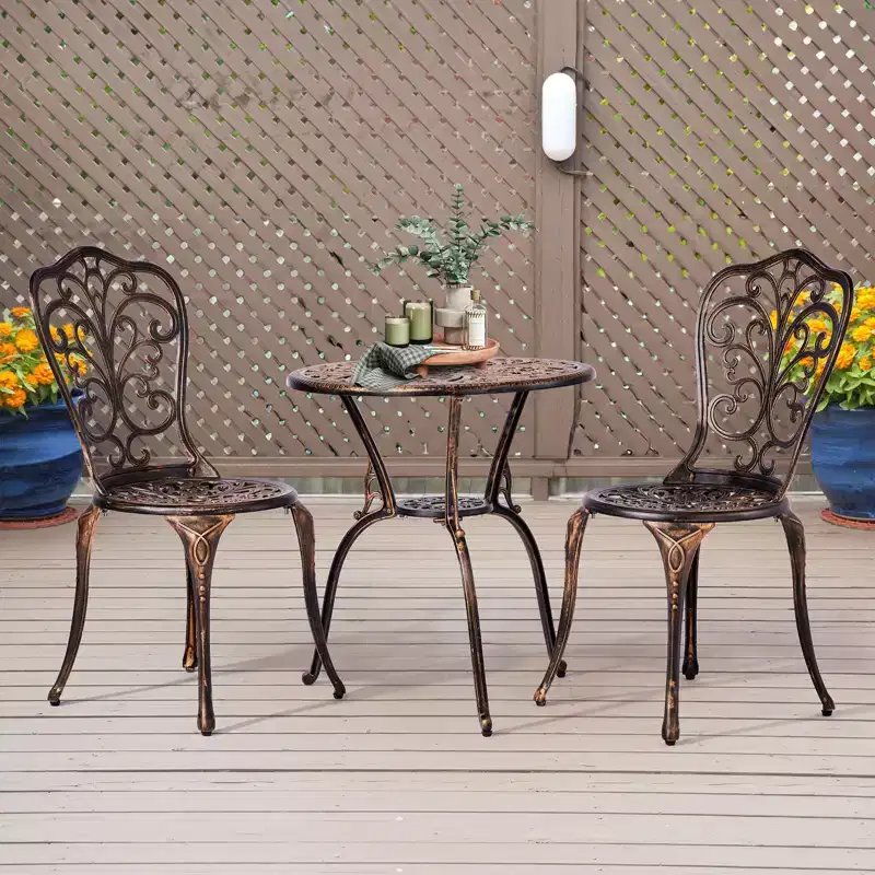 Outdoor 3-Piece Cast Aluminum Iris Bistro Set
