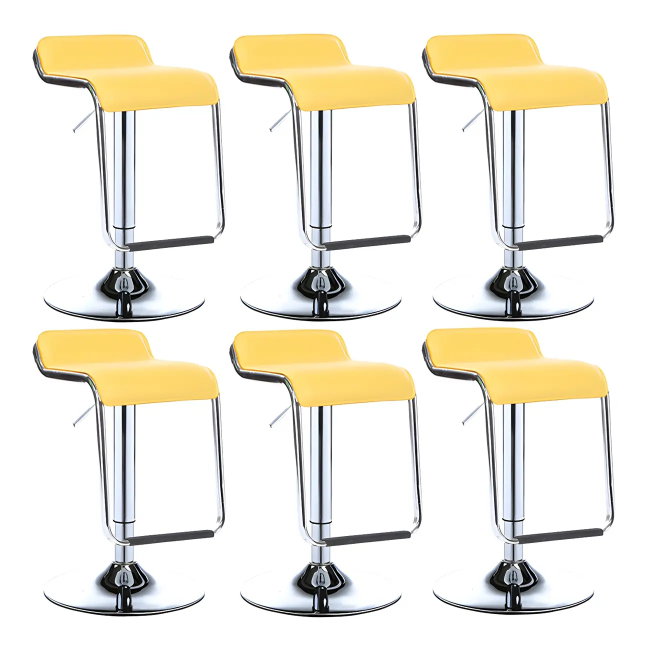 Modern Pedestal Swivel Bar Stool Adjustable Height Low Back Faux Leather