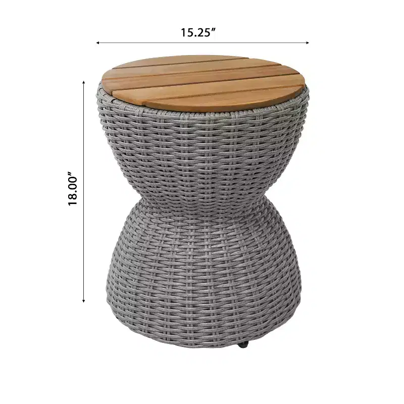 Christopher Knight Home Somchai Modern Acacia Wood Patio End Table with Wicker Hourglass Base and Round Slatted Tabletop