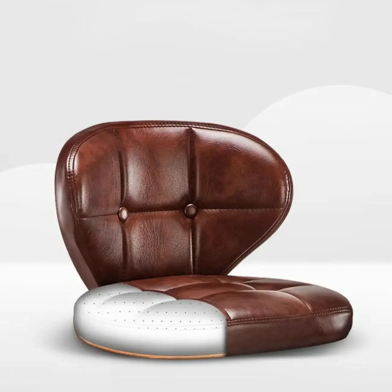 Modern Square Tufted Faux Leather Adjustable Swivel Bar Stools