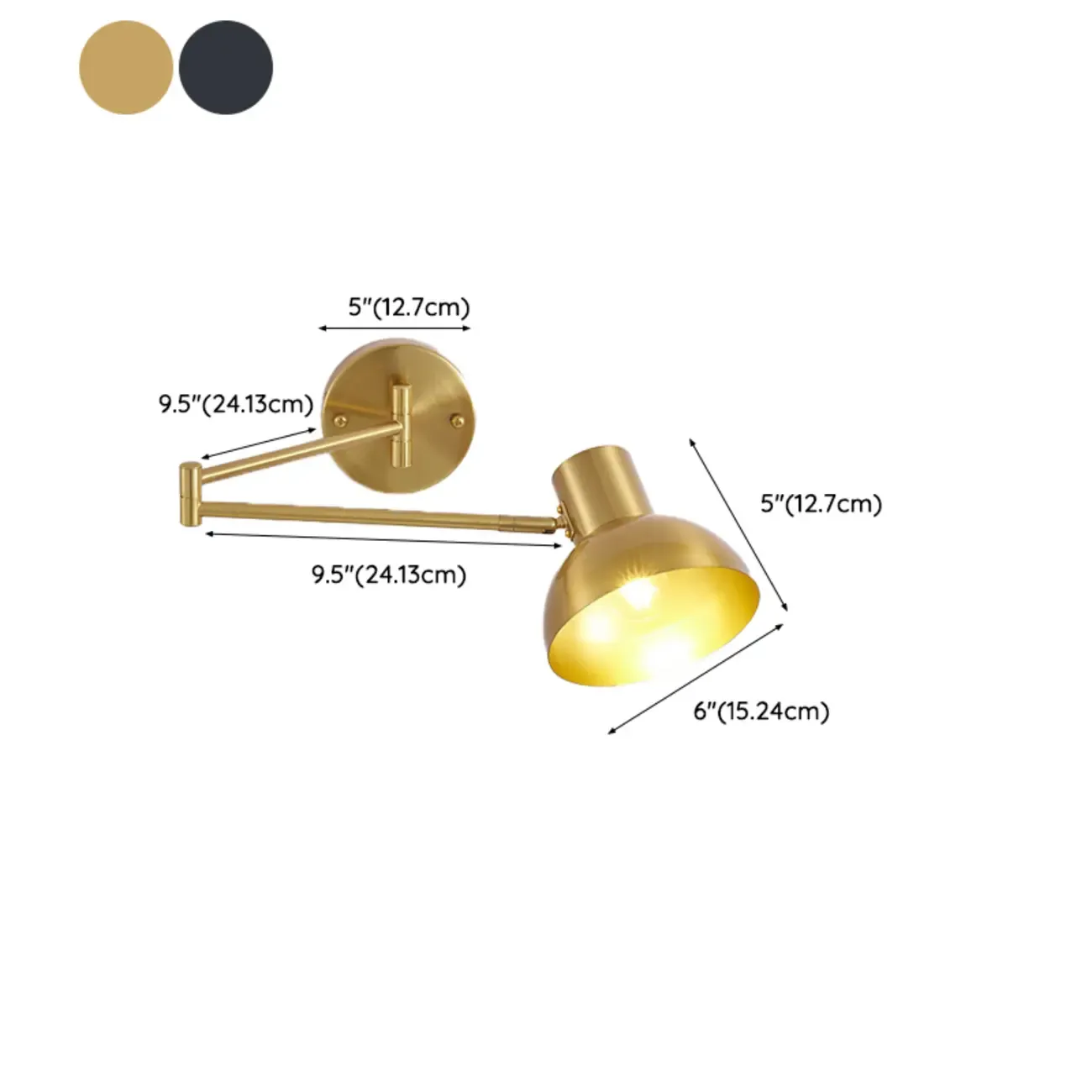 Modern Metal Hemisphere Shade Swing Arm Wall Light