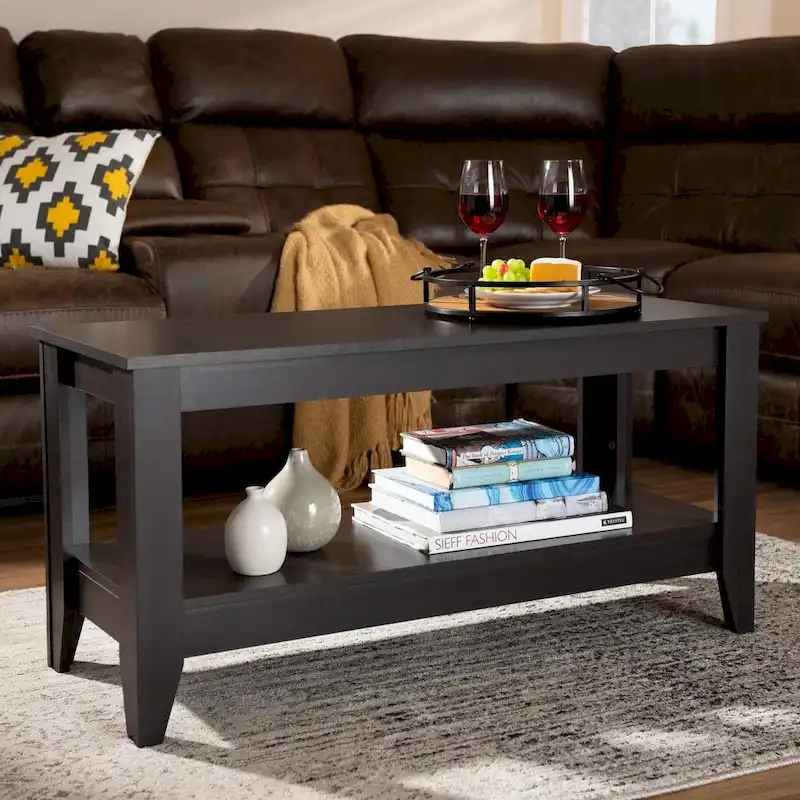 Modern Rectangular Wenge-finished Wood Coffee Table