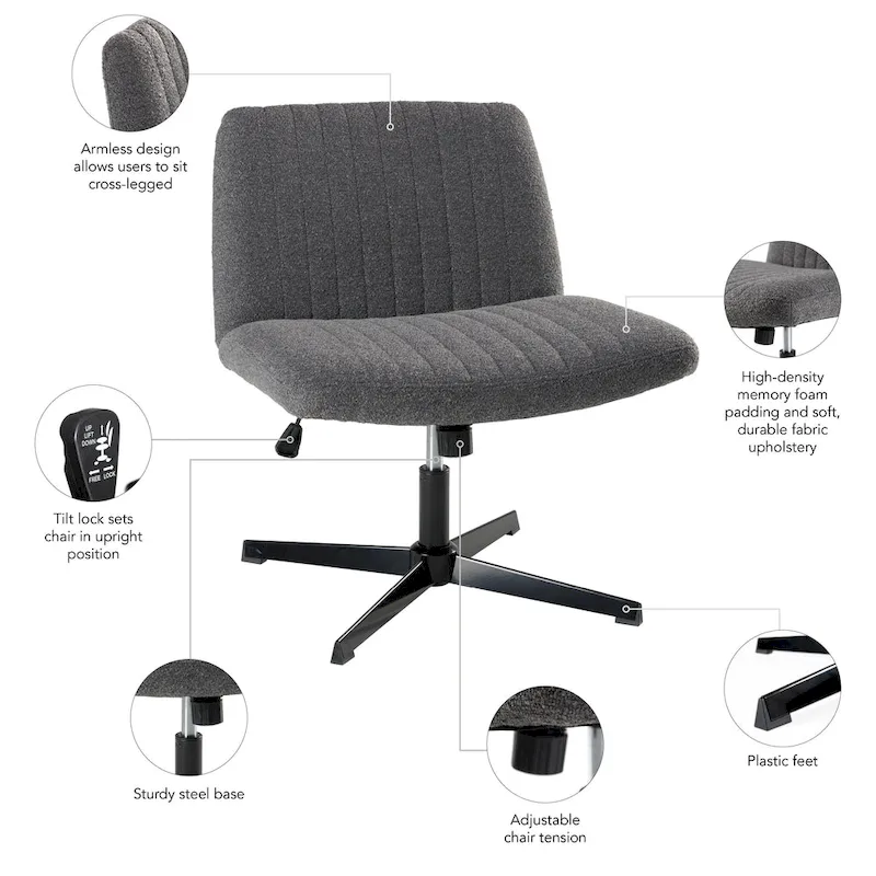 Bush Furniture Sutton Armless Computer Chair Without Wheels