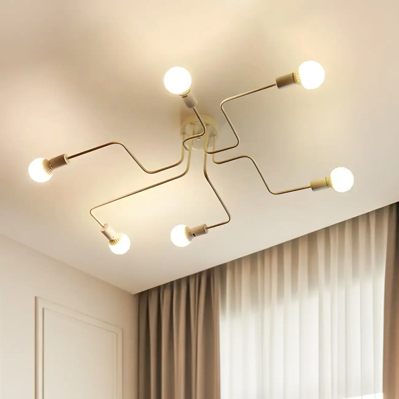 Industrial Branch Metal Semi Flush Ceiling Light