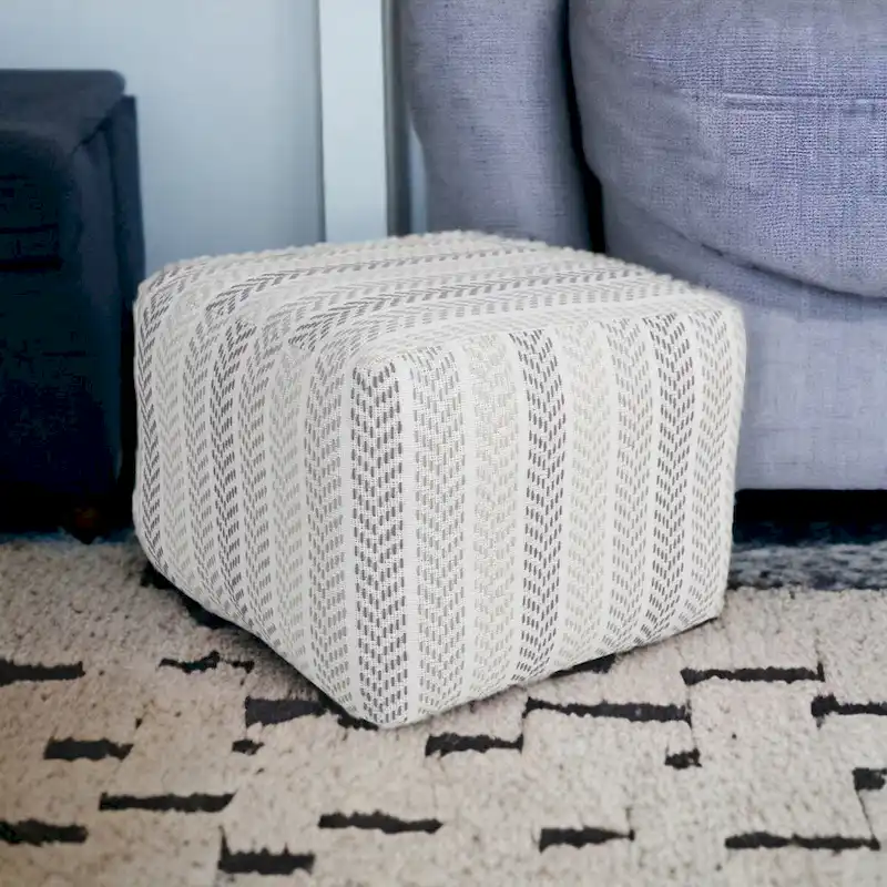 HomeRoots 18  Gray 100% Cotton Ottoman