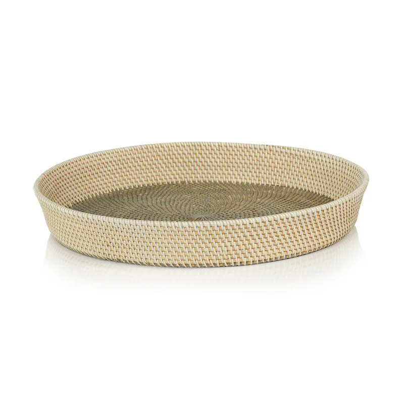 Bari 19.75  Diameter Round Rattan Serving Tray