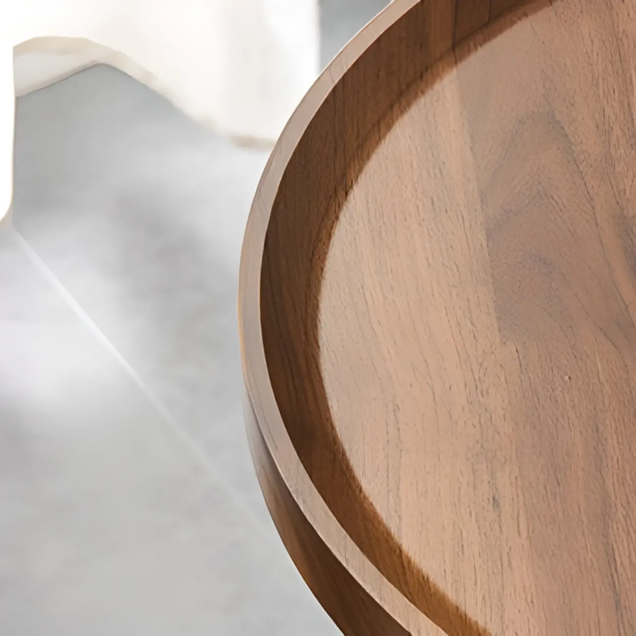 Adjustable Round Wood C-Shaped Wheel Side Table