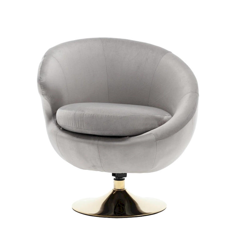 HOMEFUN Velvet 360 Degree Swivel Left Cuddle Barrel Accent Chairs