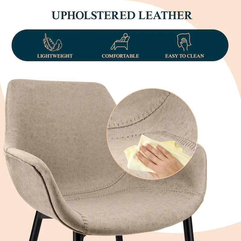 LeisureMod Dining Arm Chair With Metal Legs Set of 2 - Olive Green - 24.5Dx25.2Wx33H