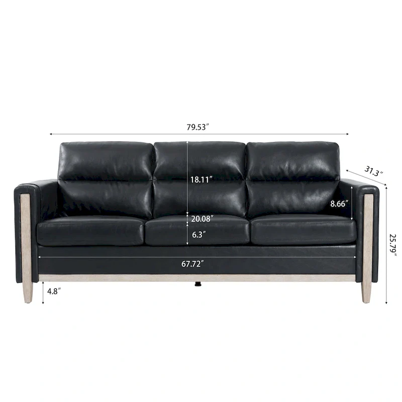 Larb Modern Solid Wood Three-Seater Sofa Couch by Christopher Knight Home