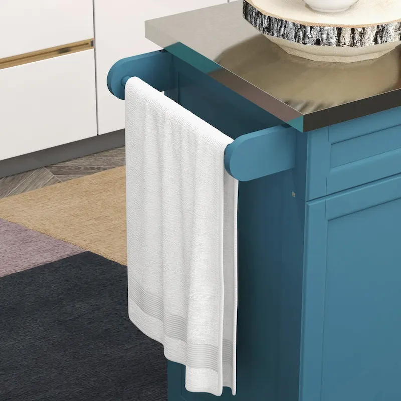 HOMCOM Kitchen Island on Wheels, Rolling Kitchen Cart with Stainless Steel Countertop, Drawer, Gray