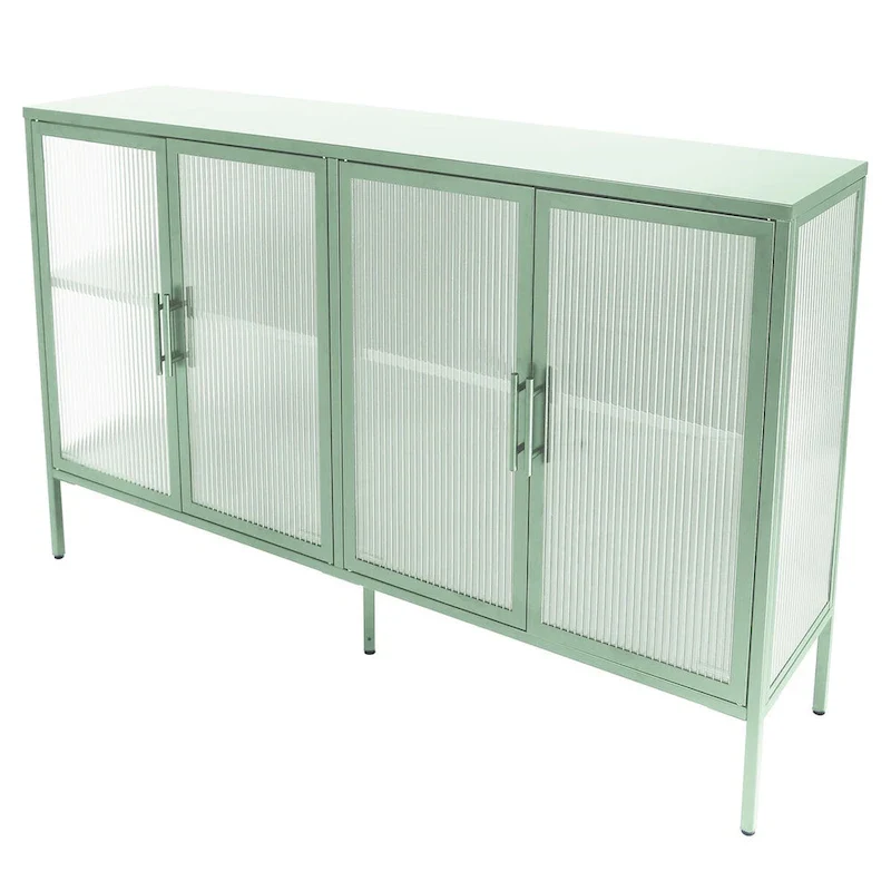Metal Tempered Glass Cabinet with Adjustable Shelf