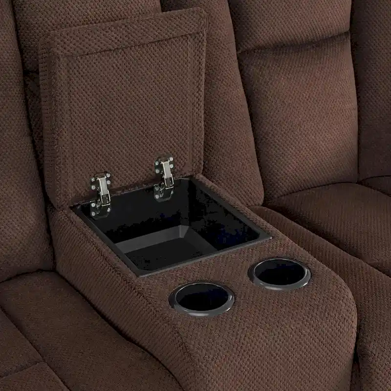 Electric Power Reclining Sofa with Massage and Lumbar Heat, Fabric