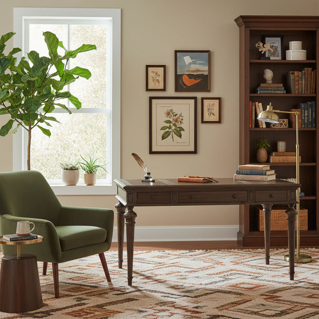 Java Finish Writing Desk with Drop Front Drawer - Mindi Wood - 60 Inch