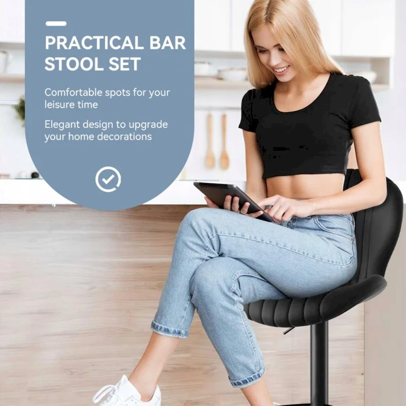 Modern Fabric Bar Stool with Iron Frame - 2 Pack