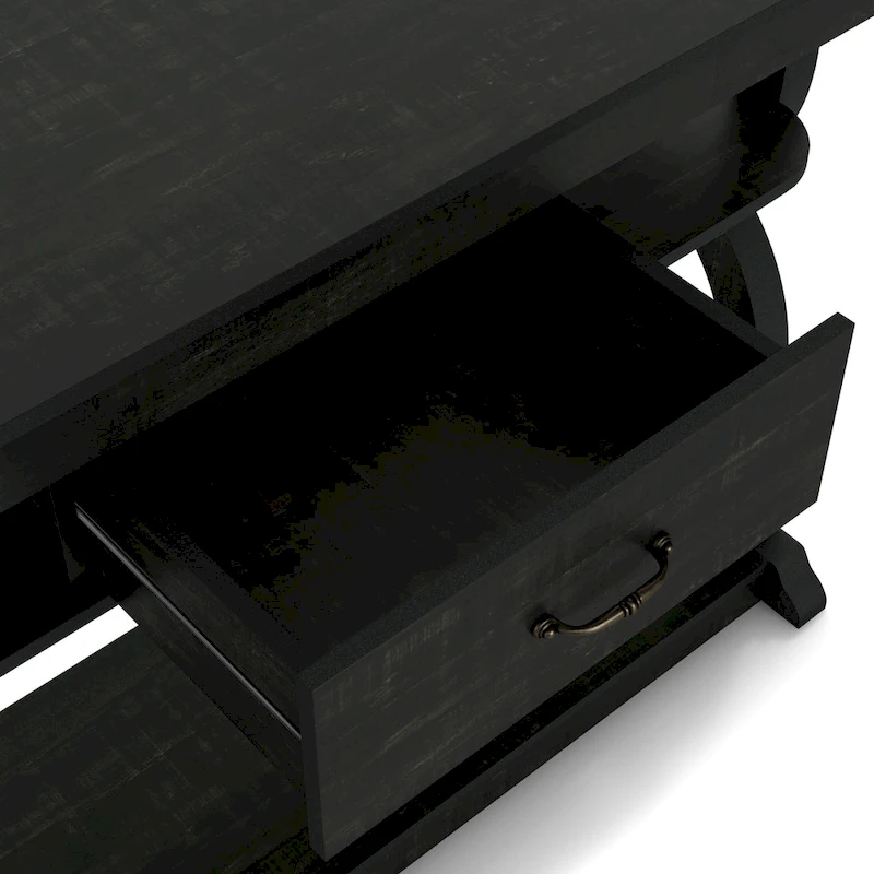 DH BASIC Farmhouse Black Oak 47-inch 3-Open Shelf Console Table by Denhour