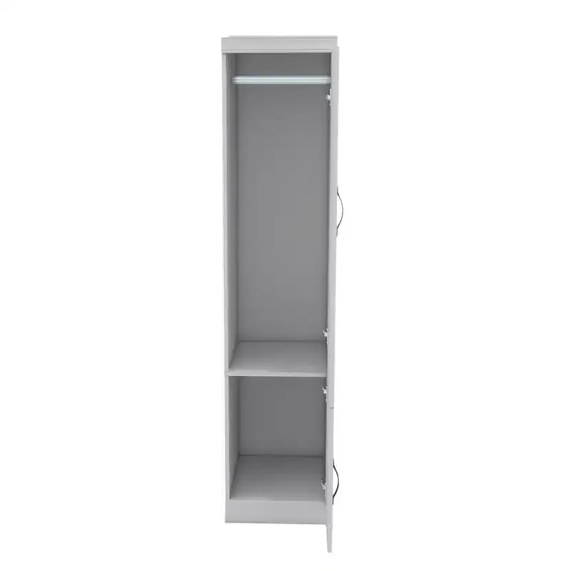 Keloyid White Wood 15.75 in. Armoire with Mirror and 2 Doors