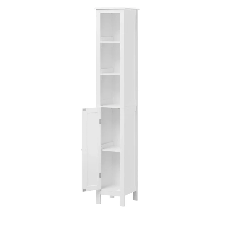67 Tall Bathroom Storage Cabinet with Adjustable Shelves 1 Doors Freestanding Cabinet with Anti-Tip Open compartments in White