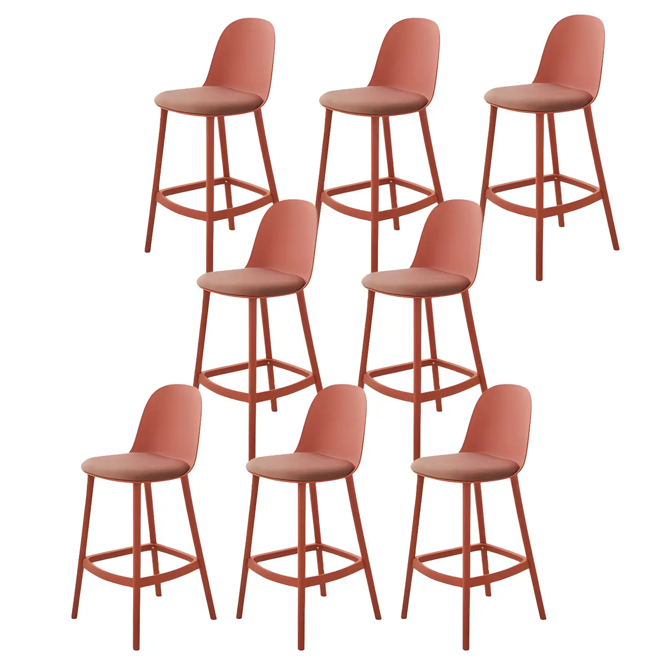 Modern Plastic Upholstered Bar Stool with Footrest
