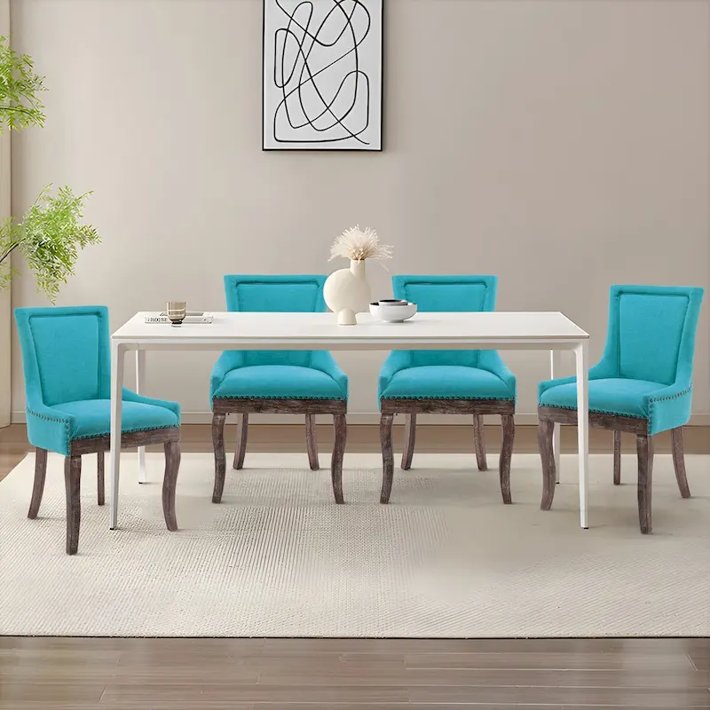 Traditional Tufted Ultra Upholstered Wingback Dining Chair Set of 4