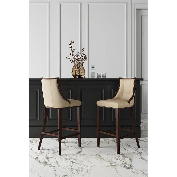 45 in. Walnut Beech Wood Bar Stool (Set of 2)