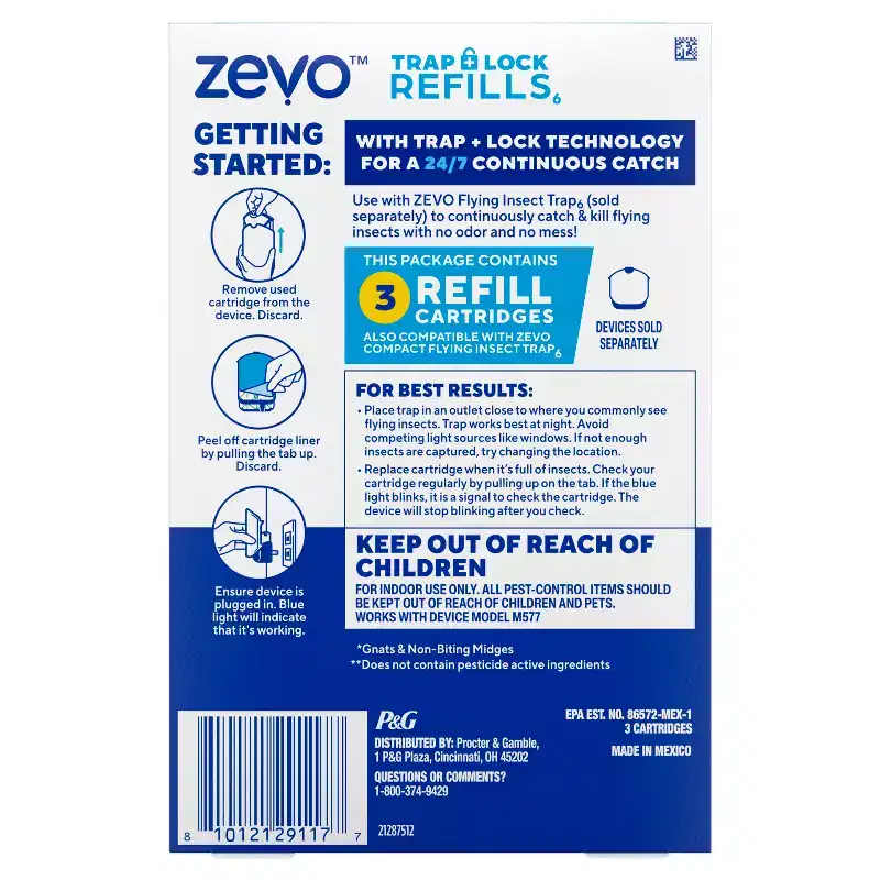 Zevo Plant Flying Insect Trap 3pk Refill White
