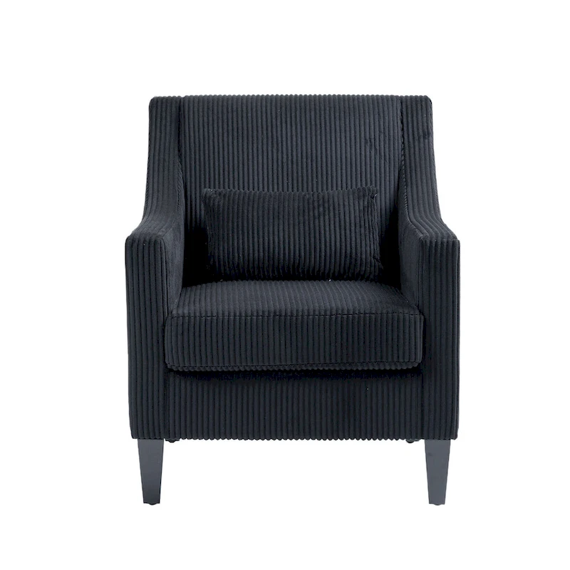Black Modern 26.8 Arm Chair with Rubber Wood Legs
