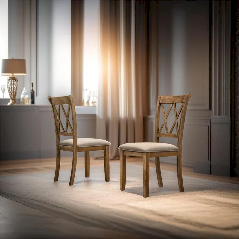 Fabric Upholstered Dining Chair Set of 2