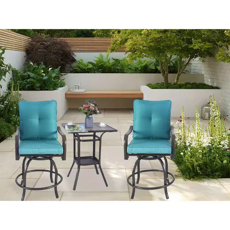 Kozyard 2Pack Isabella High Swivel Bar Stools/Chair Set for Home Patio, Back Yard, Cafes, Bistro, Restaurants and Chic Bars