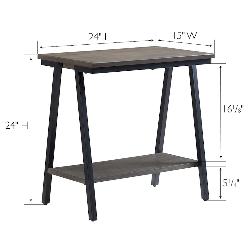 Leick Home Empiria Narrow Side Table with Shelf and Metal Frame