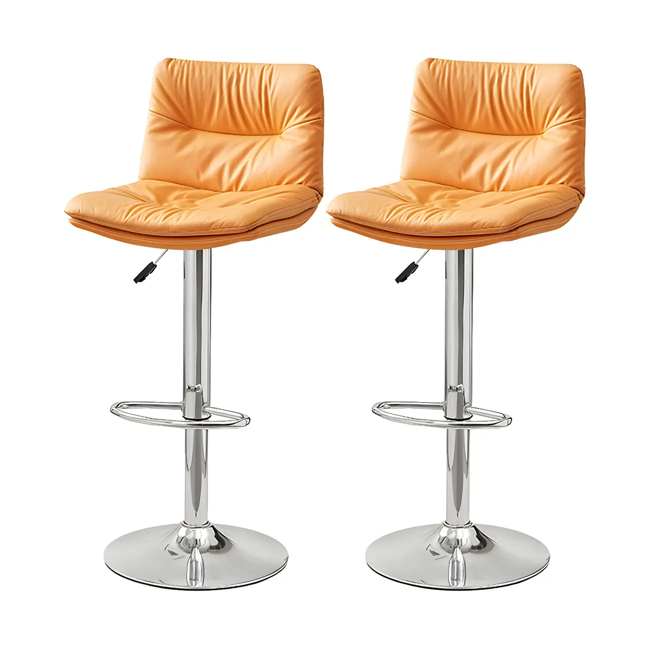 Modern Leather Saddle Swivel Adjustable Bar Stool