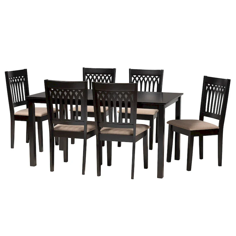 Modern Fabric and Wood Dining Set