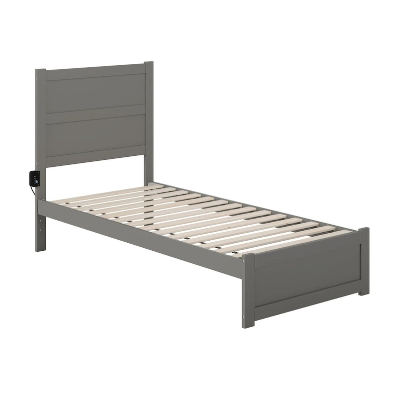 NoHo Twin Extra Long Bed with Footboard in Grey