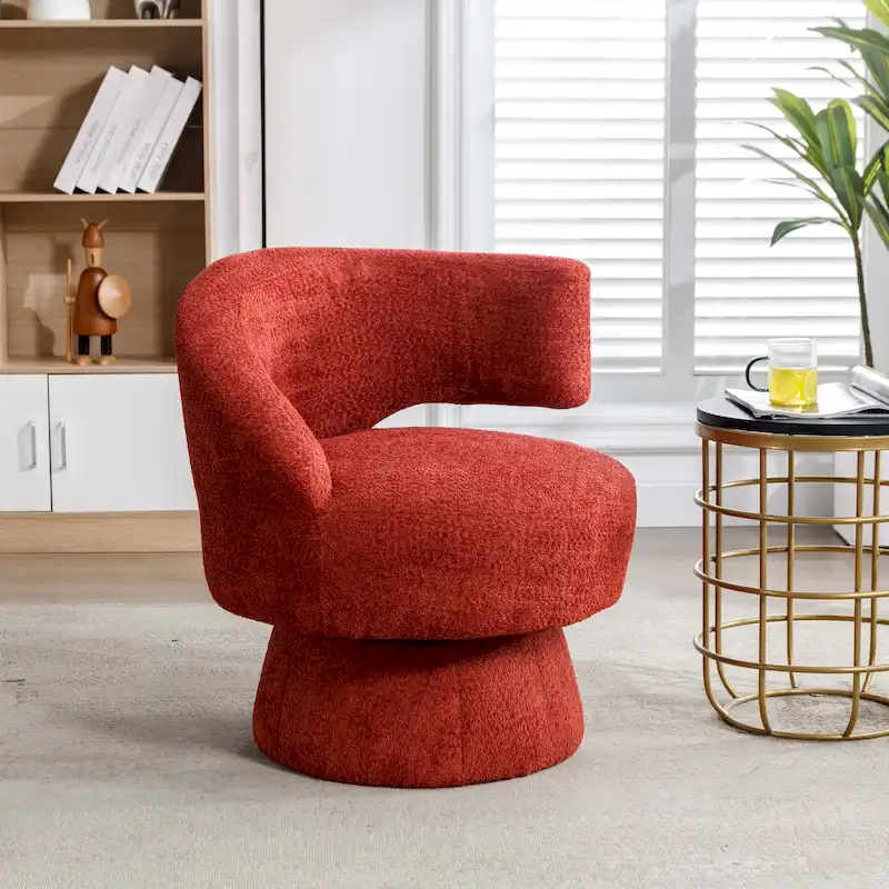 360 Degree Swivel Cuddle Barrel Accent Chairs with Wide Upholstered