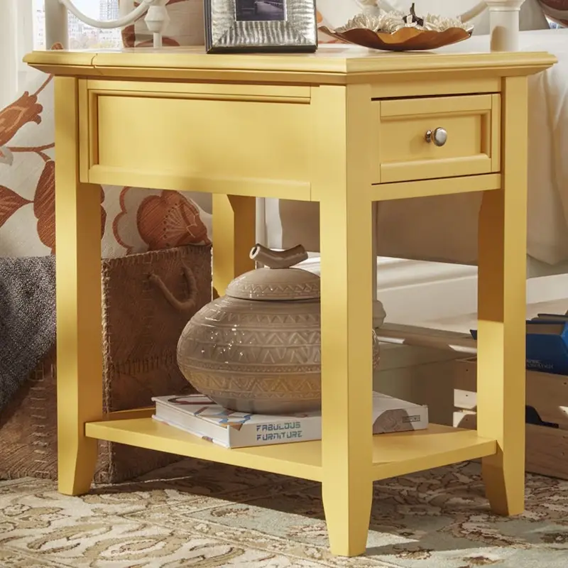 1-Drawer Side Table with Charging Station – Multiple Colors, Contemporary Style