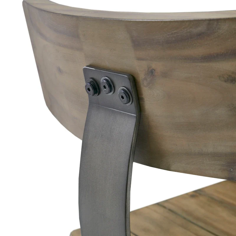 Amber/Oak Industrial Wood & Metal Counter Stool with Removable Back, 1-Person