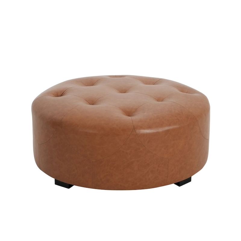 Christopher Knight Home PU Leather Button Tufted Round Ottoman