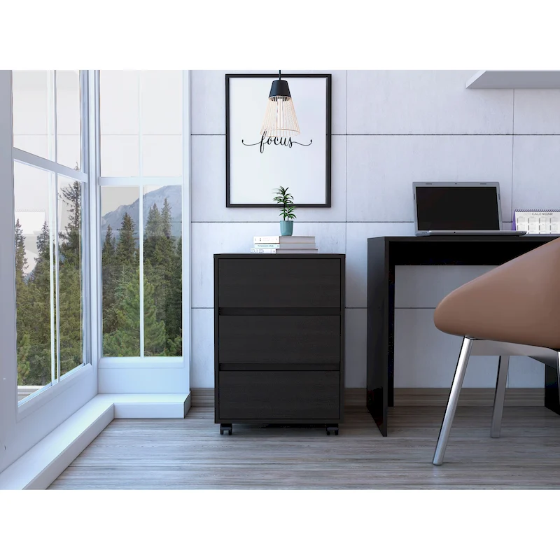 FM Furniture Vienna Three Drawers Filing Cabinet Roller Blade Glide