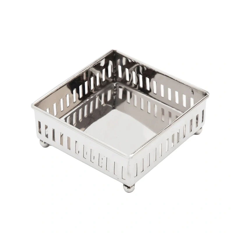 Nickel Pierced Cocktail Napkin Holder - 5.25x5.25.2.0