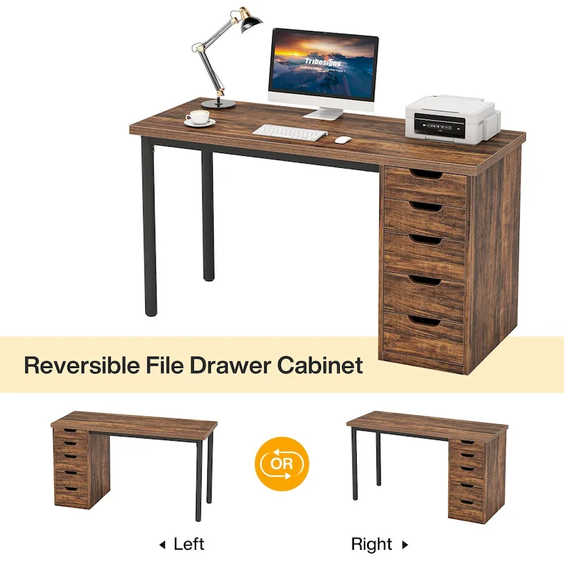 Modern Computer Desk Study Writing Table with 5 Drawers