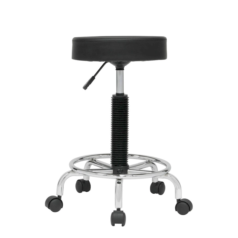 Calico Designs Padded, Rolling, Height Adjustable Stool with Footring