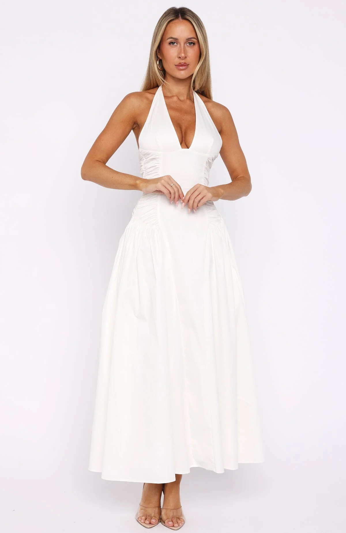 Tinsel Trouble Halter Midi Dress White