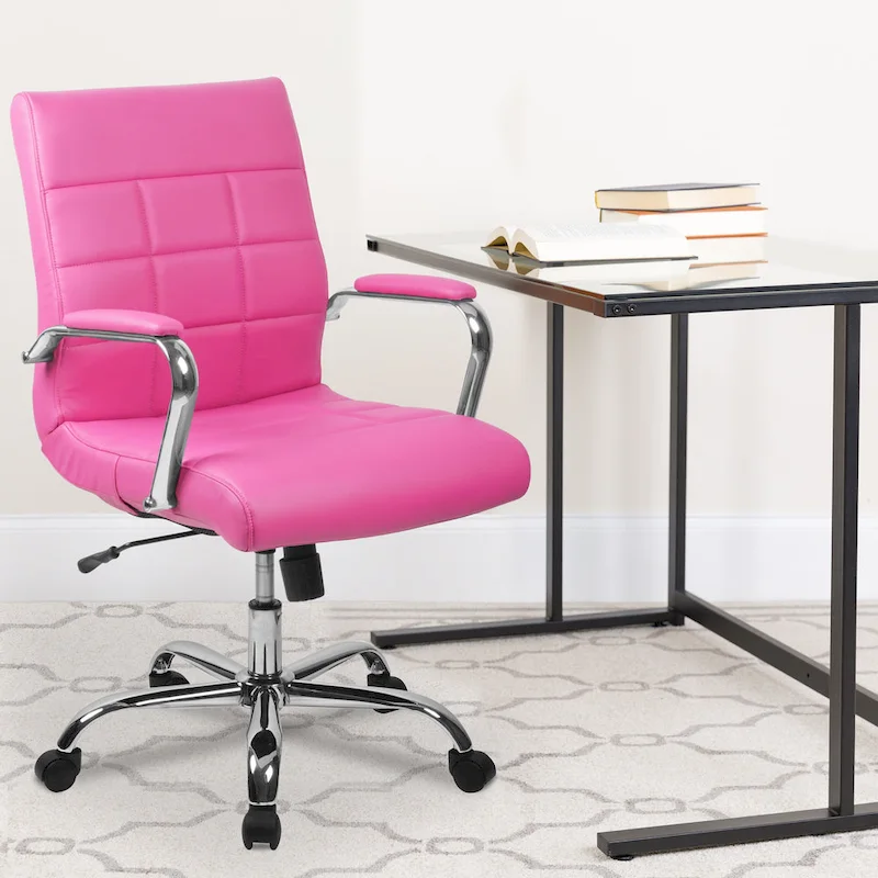 Mid-back Chrome/Vinyl Executive Swivel Office Chair