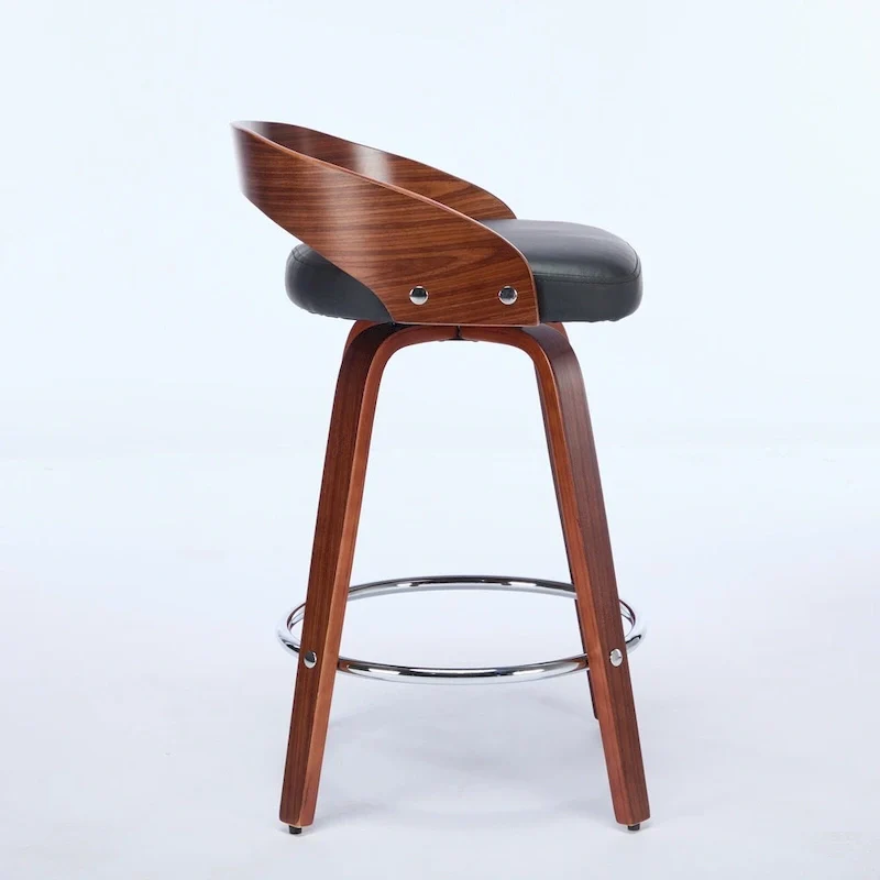 Counter Height Barstools Set of 2, Dining Chairs with Soft Cushion Seat, Kitchen Stool Island with Footstool and Low Back