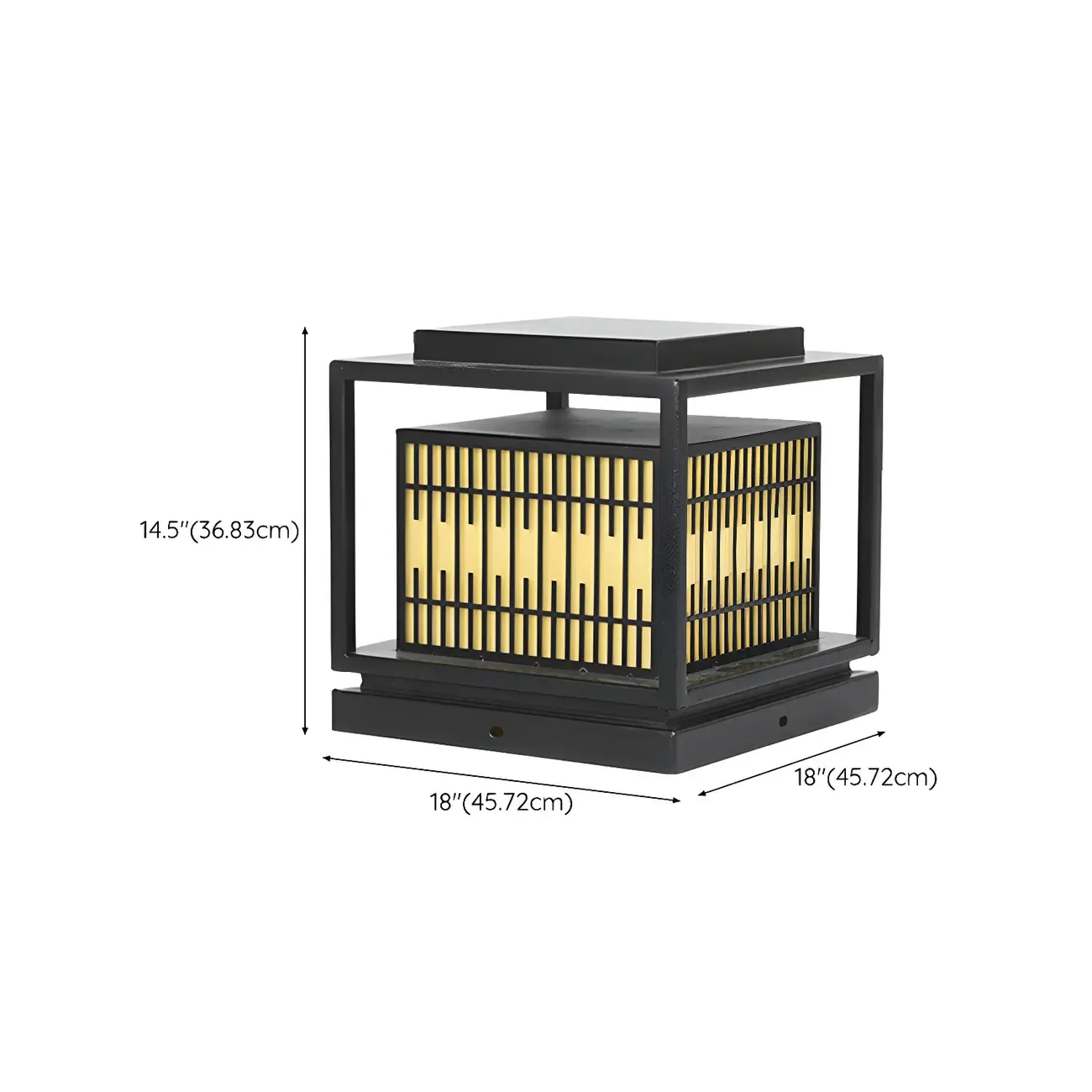 Black Metal Rectangle Lantern Design Post Cap Light